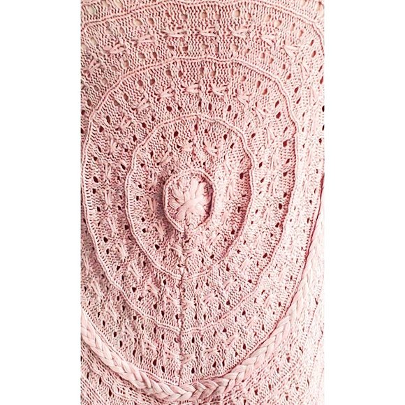 ANTHROPOLOGIE Knitted and Knotted Pink/Mauve Fringe Circle Open Front Cardigan S - Picture 5 of 11